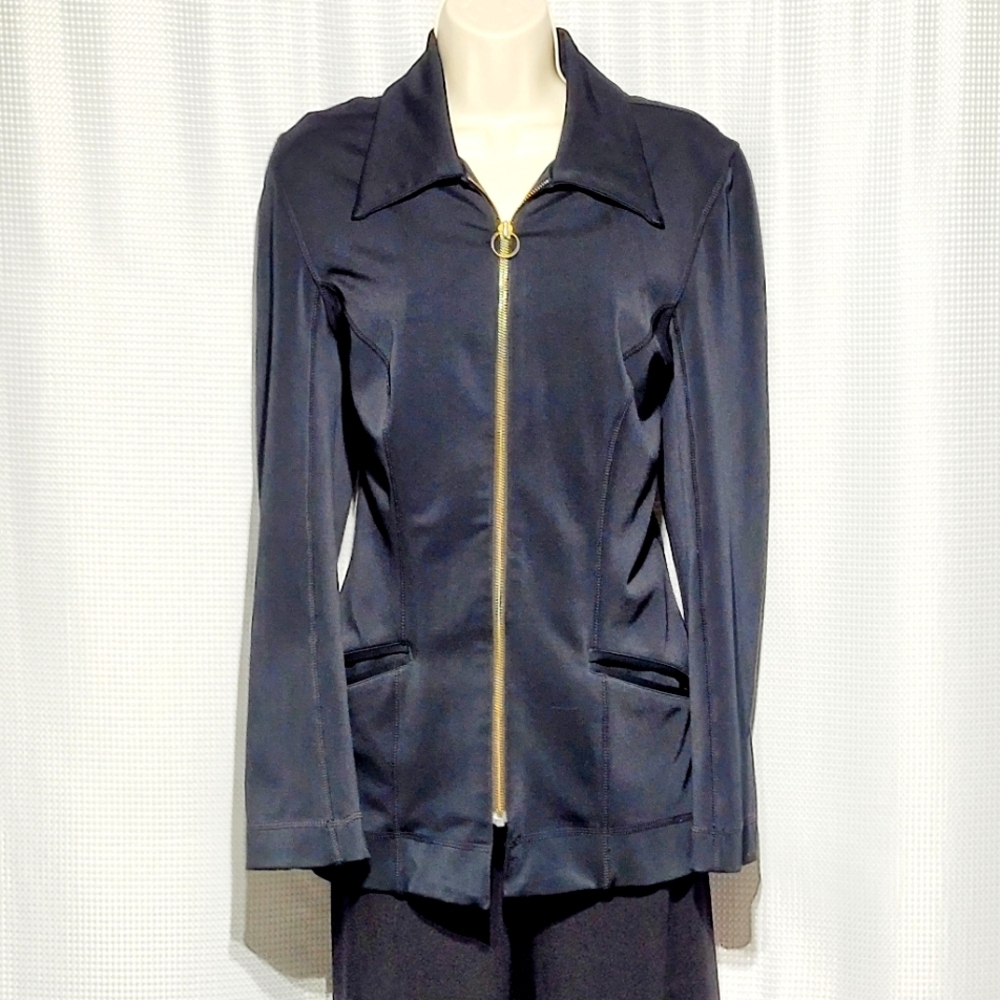 Y2K a.b.s. California Black Stretch Zipper Jacket Made in U.S.A. (S)